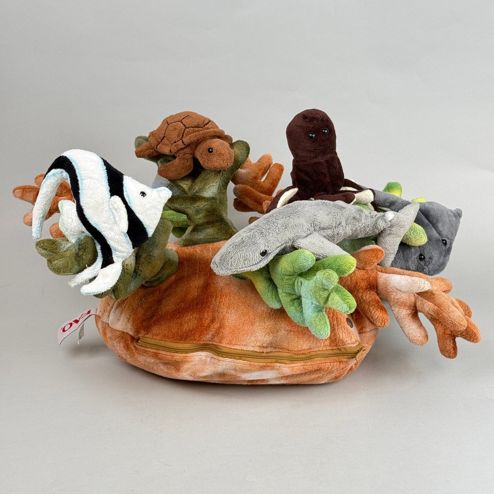 FAO Schwarz Coral Reef Sea Creatures Finger Puppets  Plush Toy Set